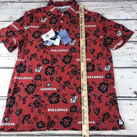 Reyn Spooner UGA Georgia Bulldog Performance Polo Medium Aloha Print Red NWT - Picture 5 of 10